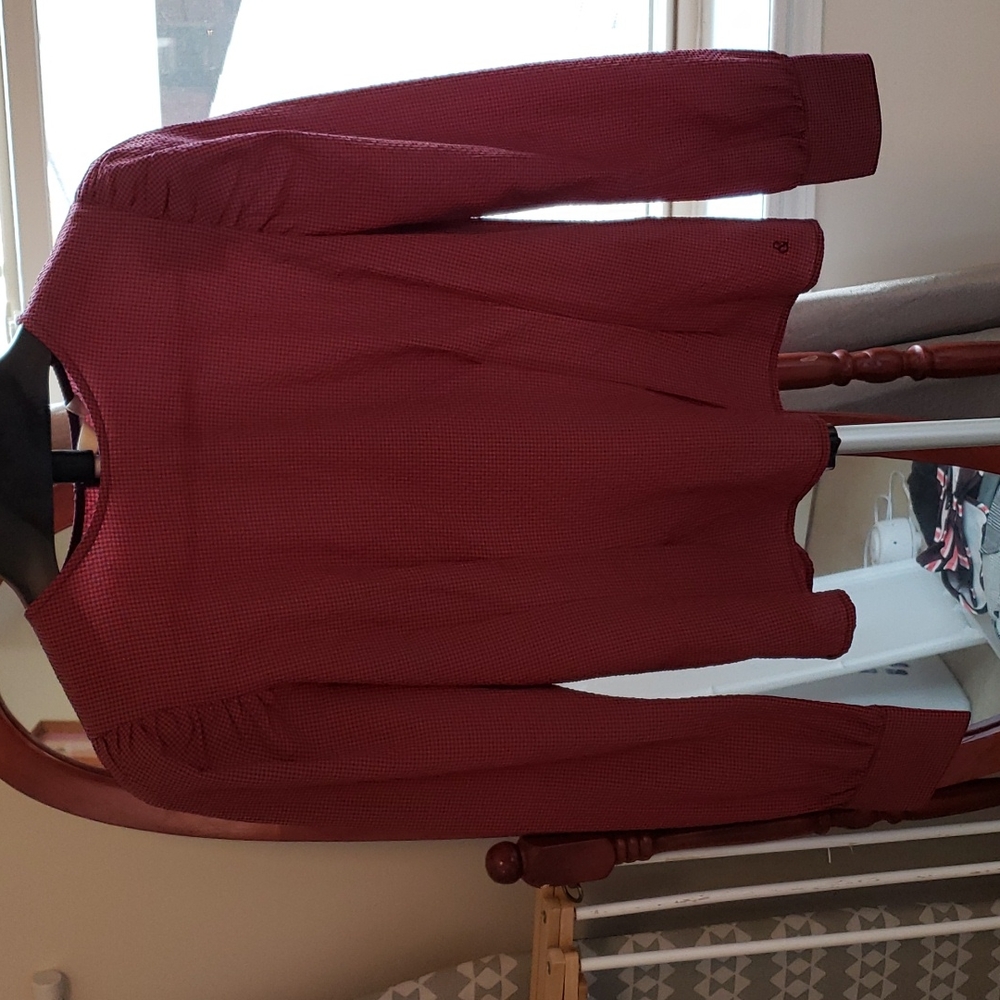 Puff sleeve prairie-style checkered top